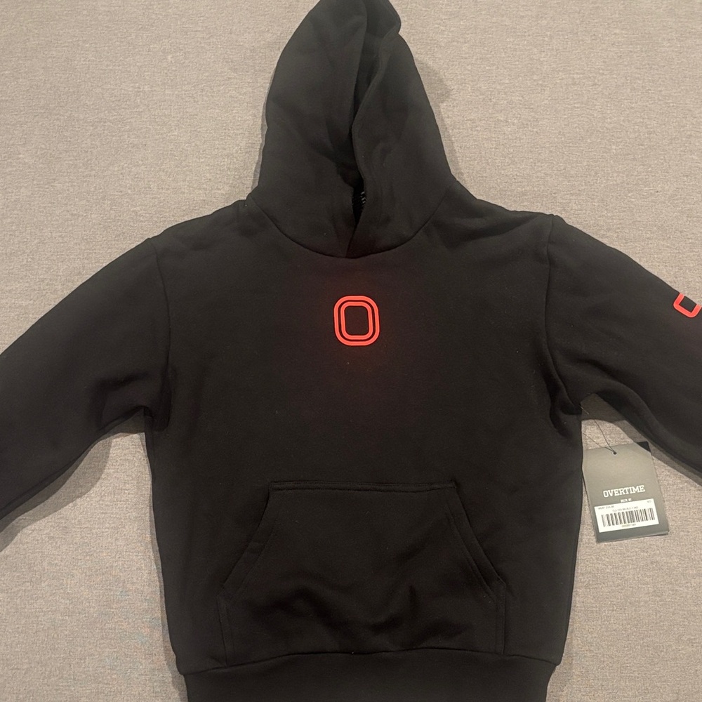 Overtime Kids Black Hoodie with Red Logo